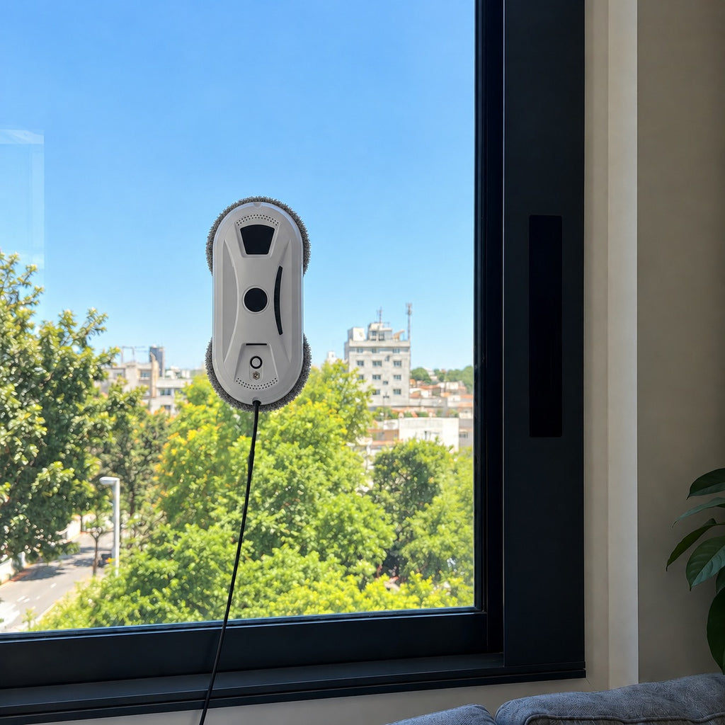 Robot lave-vitre Alto : en situation sur une vitre